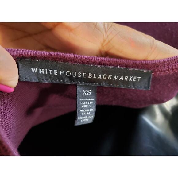 White House Black Market Shift Dress Womens XS Purple Rayon Cold Shoulder Sleeve - Picture 3 of 13